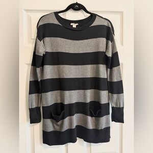 Caslon Black and Gray Striped Sweater